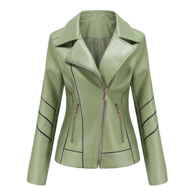 Women's Jacket – Slim Fit Leather – Asymmetric Zipper – Biker Style – Notch Collar