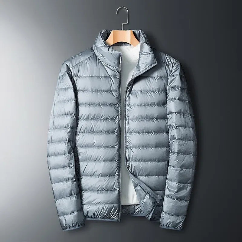 Men's Down Jacket – Regular Fit – Smooth Surface – Full Zipper – Stand Collar