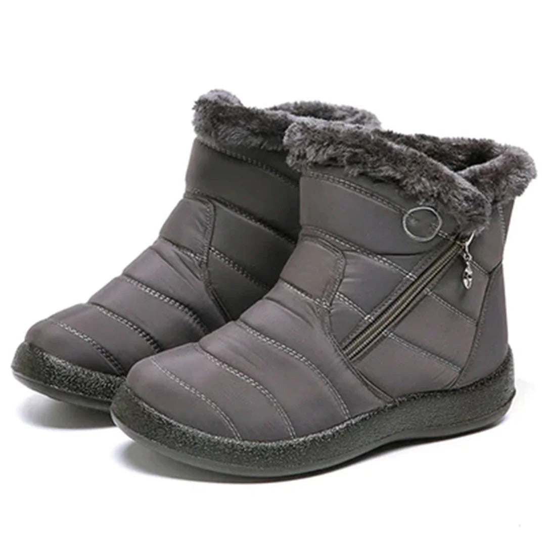 Women's Ankle Boots – Quilted Water-Repellent – Faux Fur Lining – Zipper Comfort Fit