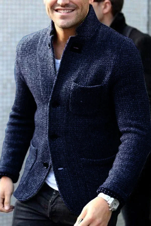 Men's Blazer – Tailored Fit – Wool Texture – Buttons – Formal Style