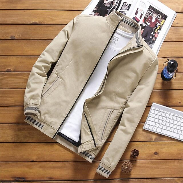 Men's Bomber Jacket – Bomber Style – Breathable Cotton Blend – Casual Fit – Zipper