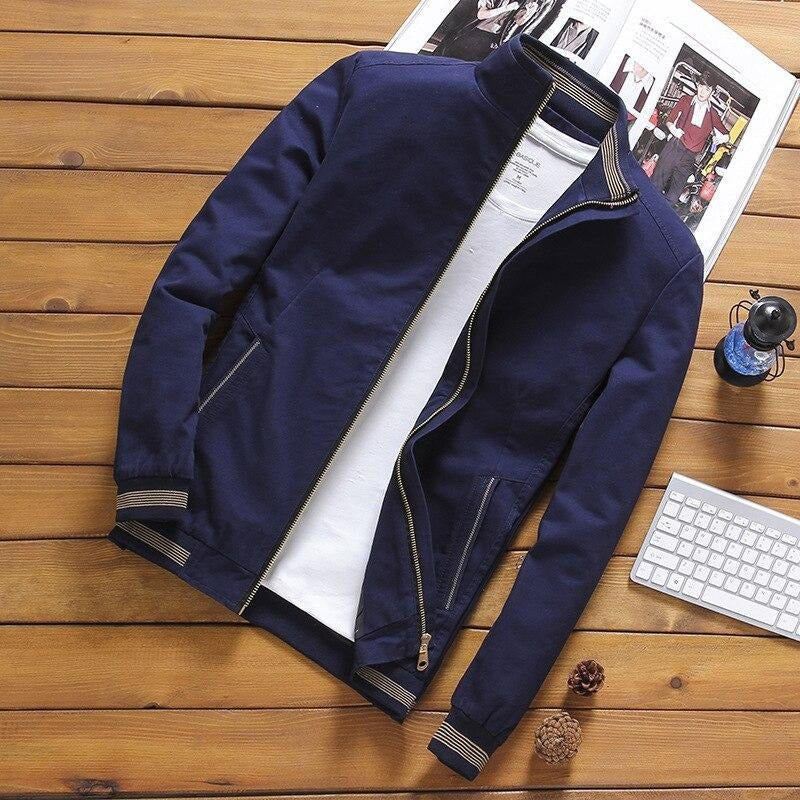 Men's Bomber Jacket – Bomber Style – Breathable Cotton Blend – Casual Fit – Zipper