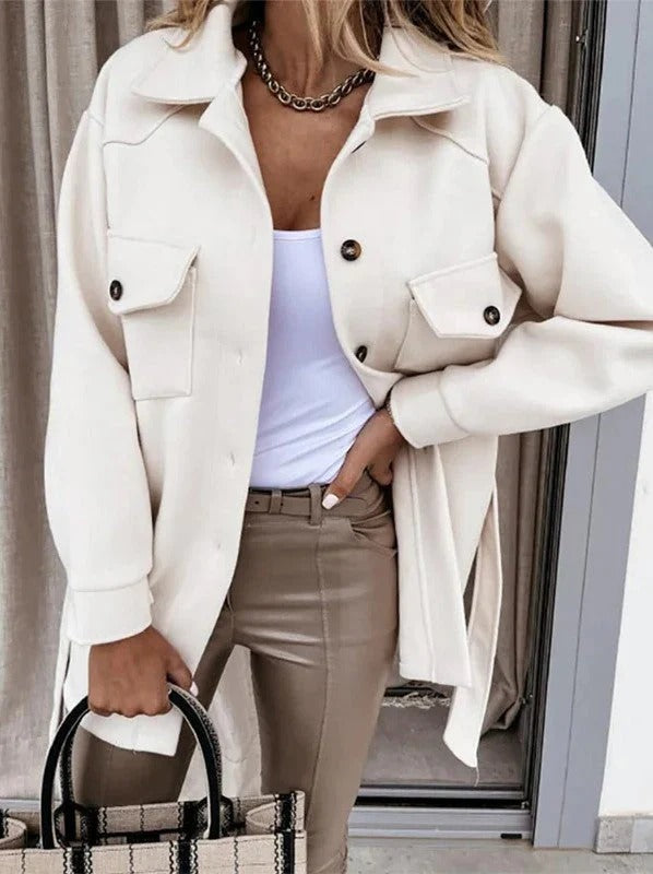 Women's Jacket – Wind Resistant – Oversized Fit – Button Closure – Hip Length – Casual