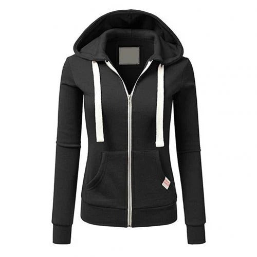 Women's Hoodie with Zipper – Slim Fit – Cotton Blend – Ribbed Edges – Kangaroo Pocket