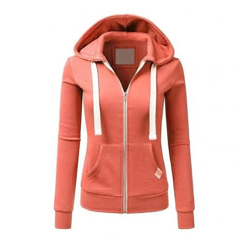 Women's Hoodie with Zipper – Slim Fit – Cotton Blend – Ribbed Edges – Kangaroo Pocket