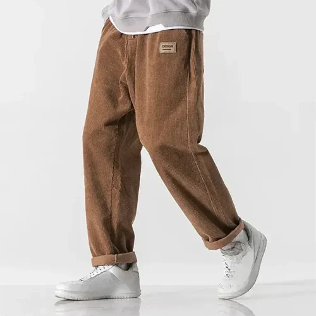 Men's Corduroy Trousers – Oversized Fit – Ribbed Texture – Relaxed Style