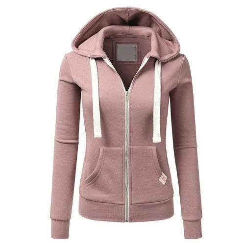 Women's Hoodie with Zipper – Slim Fit – Cotton Blend – Ribbed Edges – Kangaroo Pocket