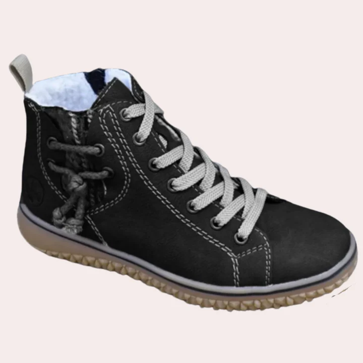 Women's ankle boots – smooth leather – lacing – slim fit – chunky sole
