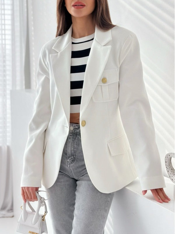 Women's Blazer – Tailored Fit – Double-Breasted – Notch Lapel – Long Sleeves