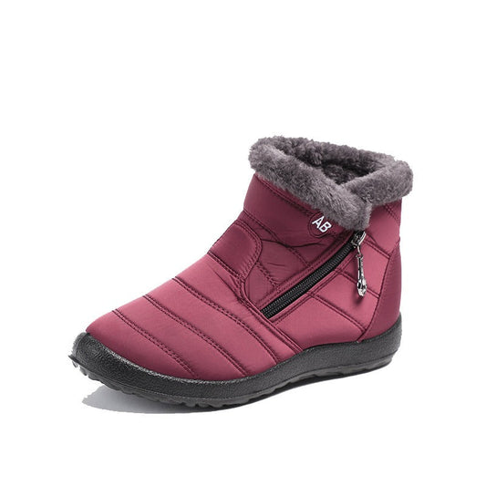 Women's Ankle Boots – Quilted Waterproof – Faux Fur Lined – Zipper – Flat Sole