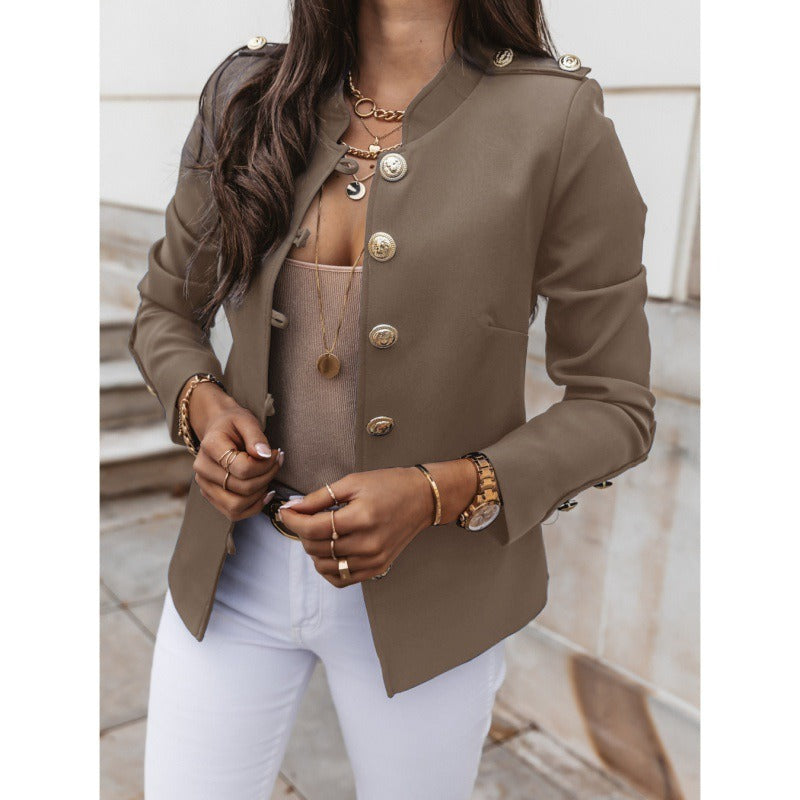 Women's Blazer – Slim Fit – Double-Breasted – Padded Shoulders – Cotton Blend
