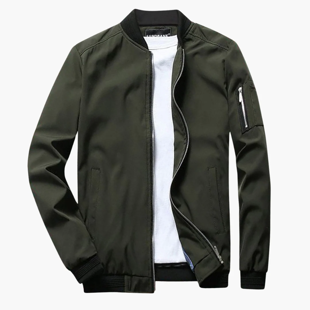 Men's Bomber Jacket – Regular Fit – Smooth Texture – Ribbed Edge – Zipper Pockets