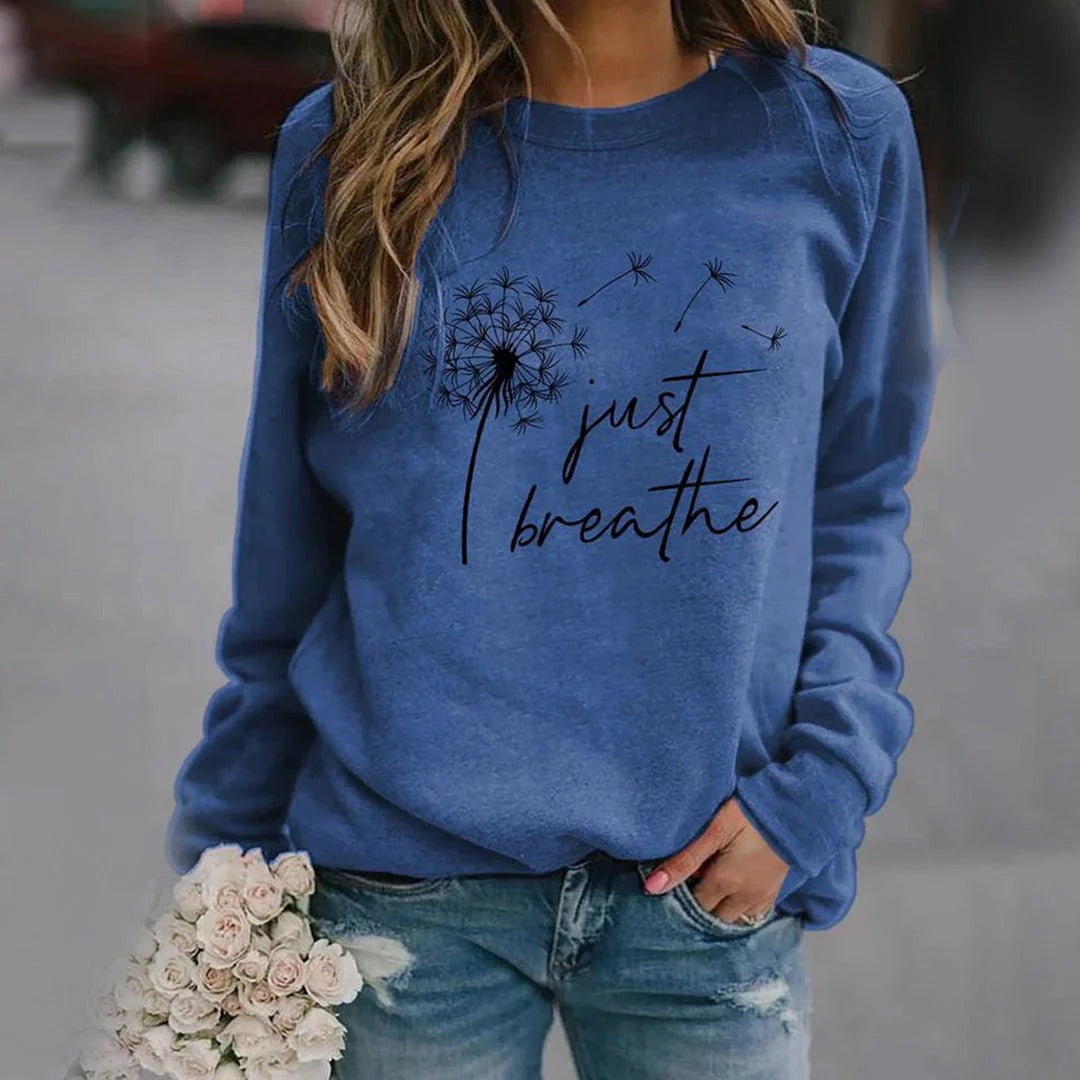 Women's Sweater – Relaxed Fit – Cotton Blend – Long-Sleeved with Print