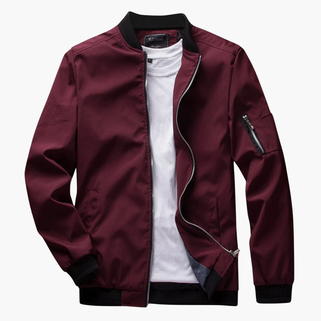 Men's Bomber Jacket – Regular Fit – Smooth Texture – Ribbed Edge – Zipper Pockets