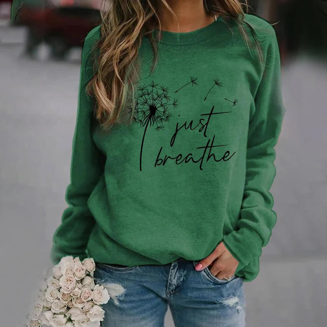 Women's Sweater – Relaxed Fit – Cotton Blend – Long-Sleeved with Print