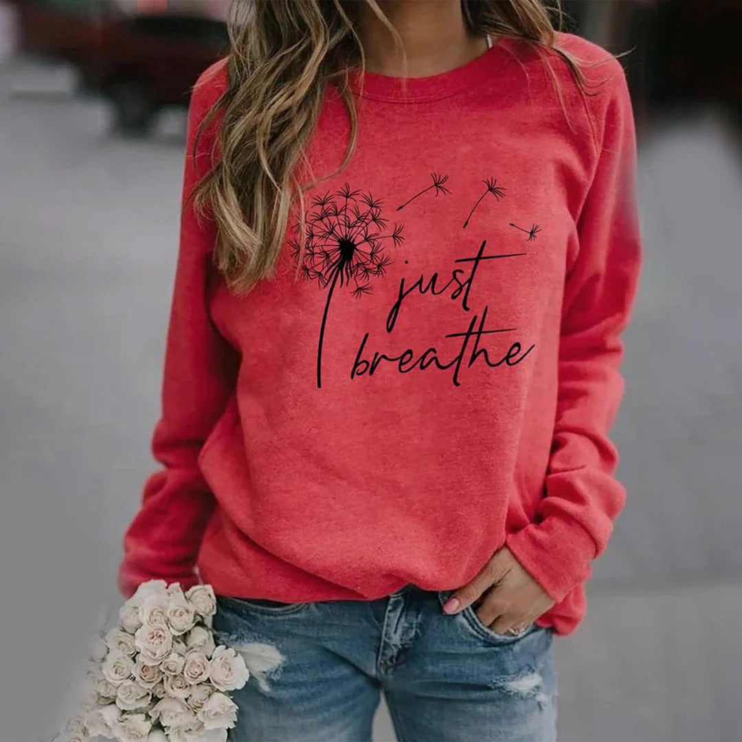 Women's Sweater – Relaxed Fit – Cotton Blend – Long-Sleeved with Print