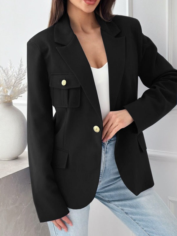 Women's Blazer – Tailored Fit – Double-Breasted – Notch Lapel – Long Sleeves