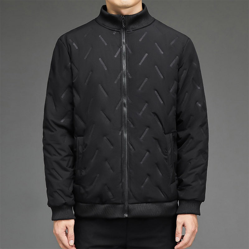 Men's Down Jacket – Quilted Fabric – Regular Fit – High Collar – Ribbed Edges