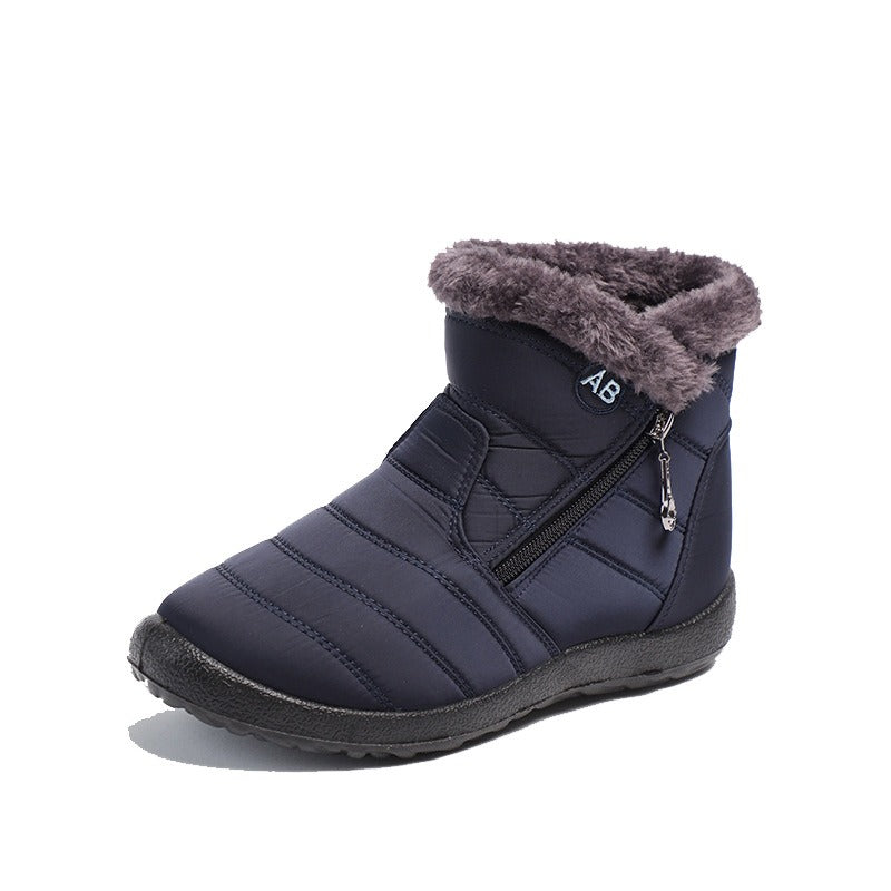 Women's Ankle Boots – Quilted Waterproof – Faux Fur Lined – Zipper – Flat Sole
