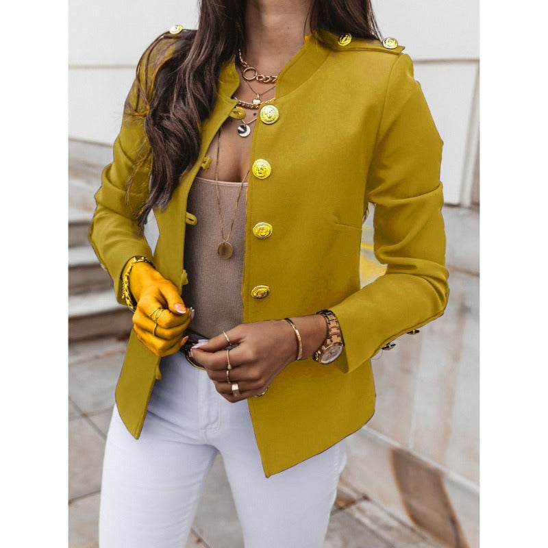 Women's Blazer – Slim Fit – Double-Breasted – Padded Shoulders – Cotton Blend