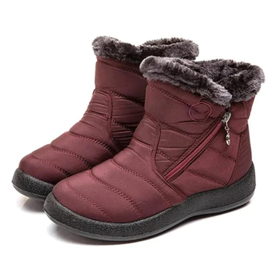 Women's Ankle Boots – Quilted Water-Repellent – Faux Fur Lining – Zipper Comfort Fit