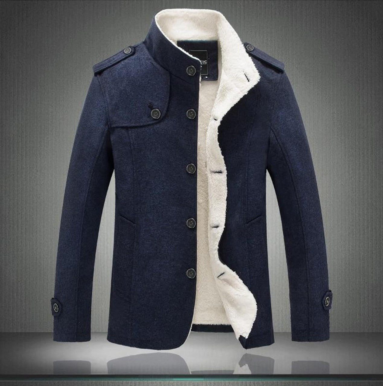 Men's Trench Coat – Wool Blend – Tailored Fit – Double-Breasted with Epaulettes