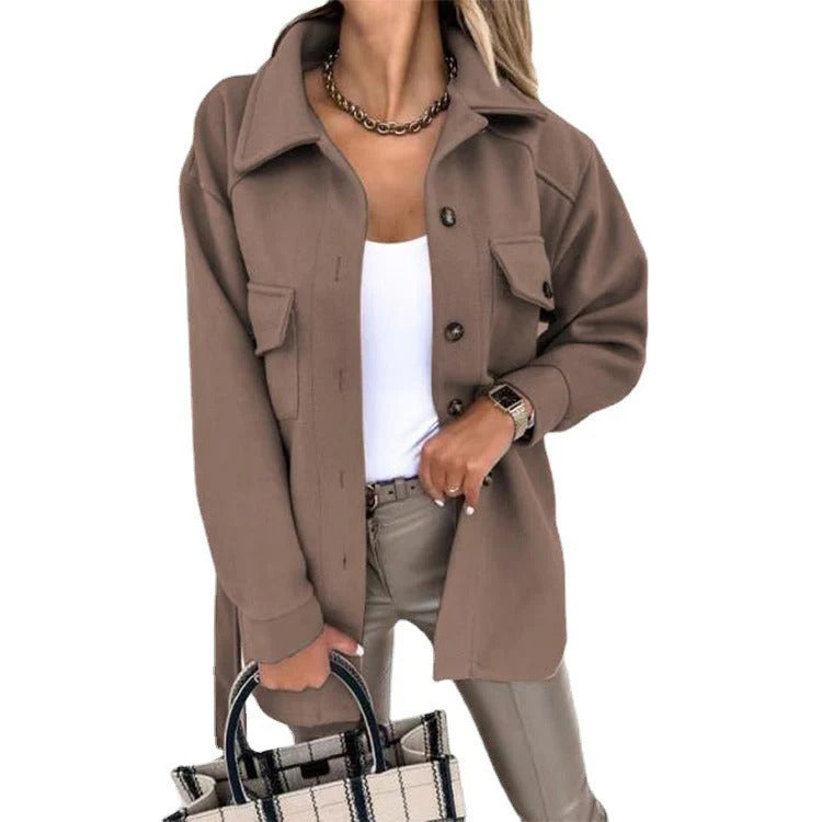 Women's Jacket – Wind Resistant – Oversized Fit – Button Closure – Hip Length – Casual