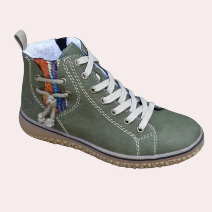 Women's ankle boots – smooth leather – lacing – slim fit – chunky sole