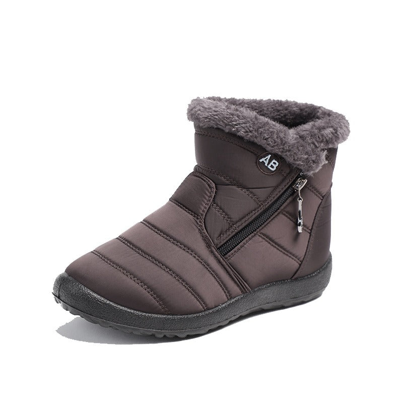 Women's Ankle Boots – Quilted Waterproof – Faux Fur Lined – Zipper – Flat Sole