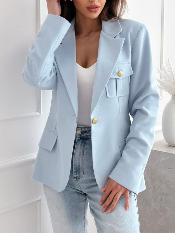 Women's Blazer – Tailored Fit – Double-Breasted – Notch Lapel – Long Sleeves