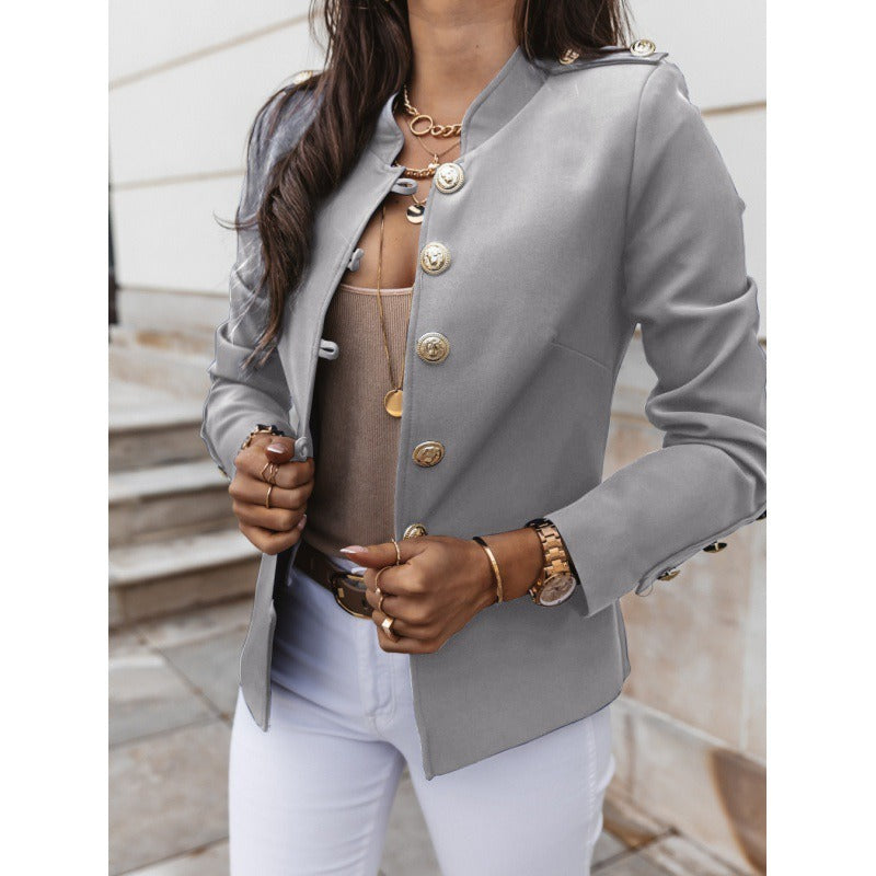 Women's Blazer – Slim Fit – Double-Breasted – Padded Shoulders – Cotton Blend