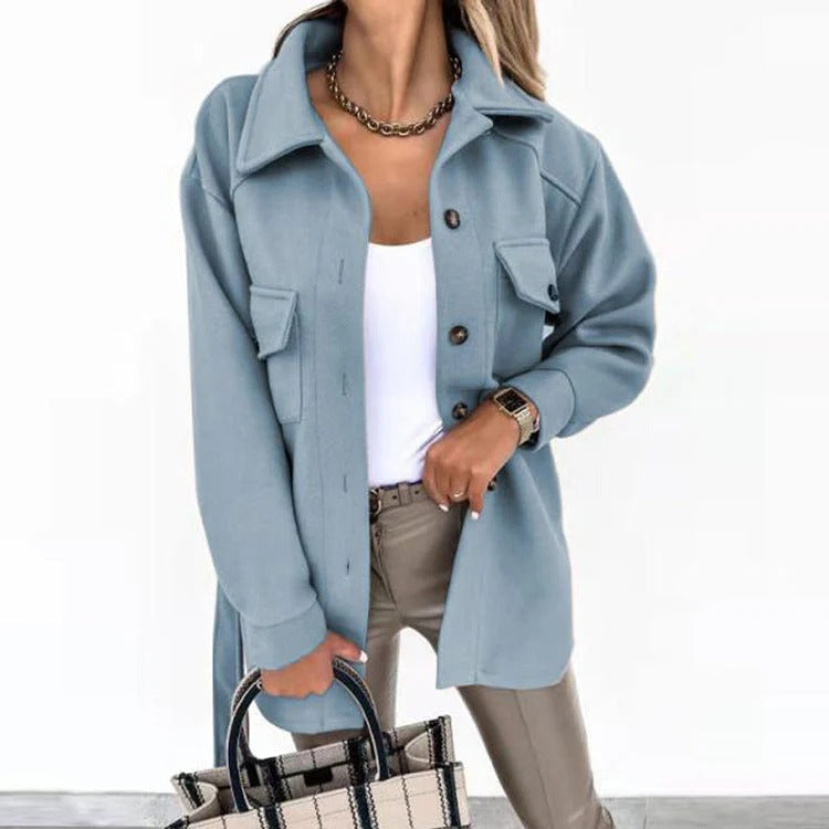 Women's Jacket – Wind Resistant – Oversized Fit – Button Closure – Hip Length – Casual