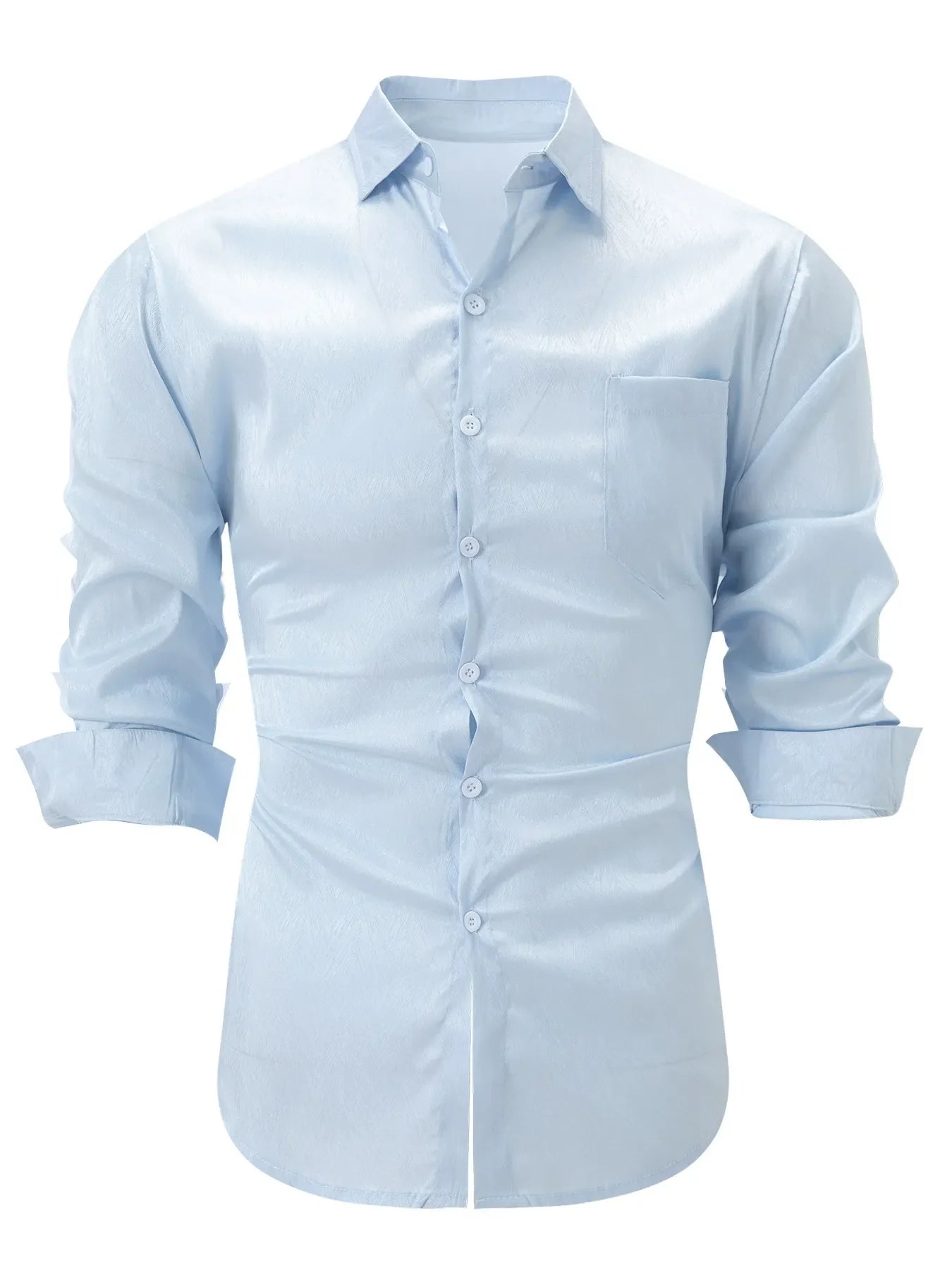 Men's Shirt with Buttons – Slim Fit – Silky Feel – Pointed Collar – Chest Pocket