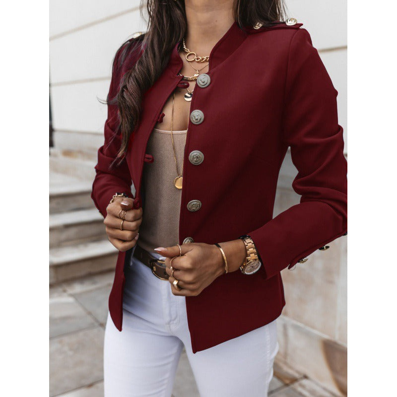 Women's Blazer – Slim Fit – Double-Breasted – Padded Shoulders – Cotton Blend
