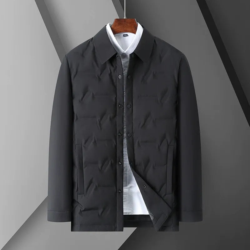 Men's Jacket – Slim Fit – Quilted Design – Shirt Collar – Button Closure