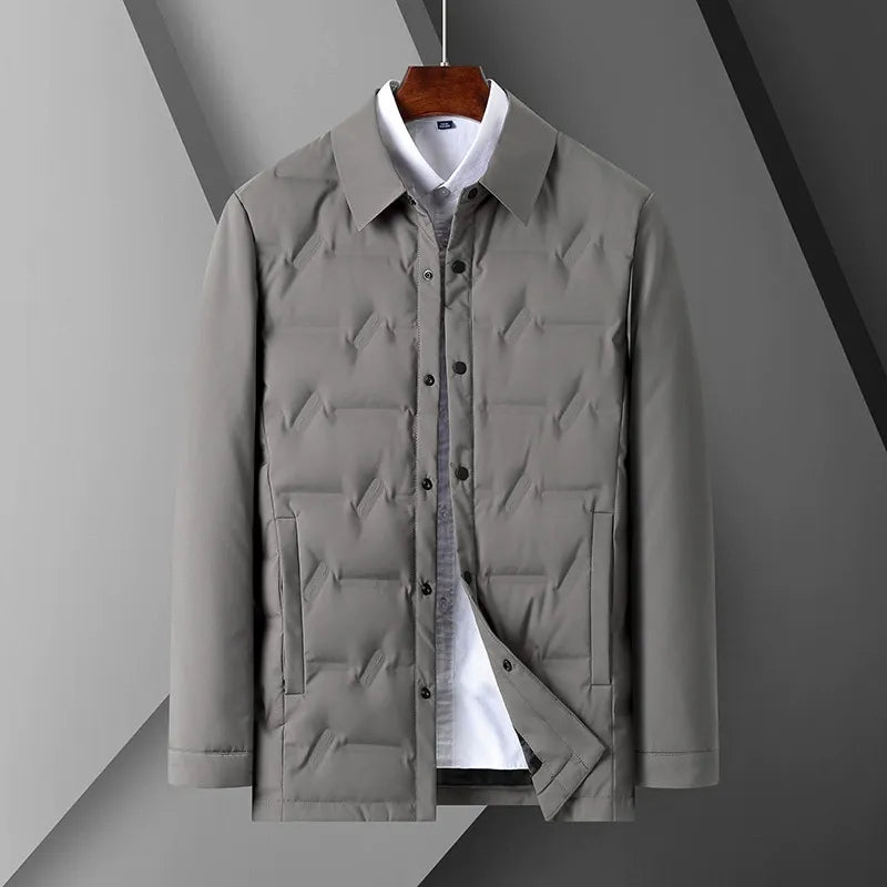 Men's Jacket – Slim Fit – Quilted Design – Shirt Collar – Button Closure
