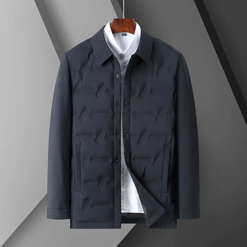 Men's Jacket – Slim Fit – Quilted Design – Shirt Collar – Button Closure