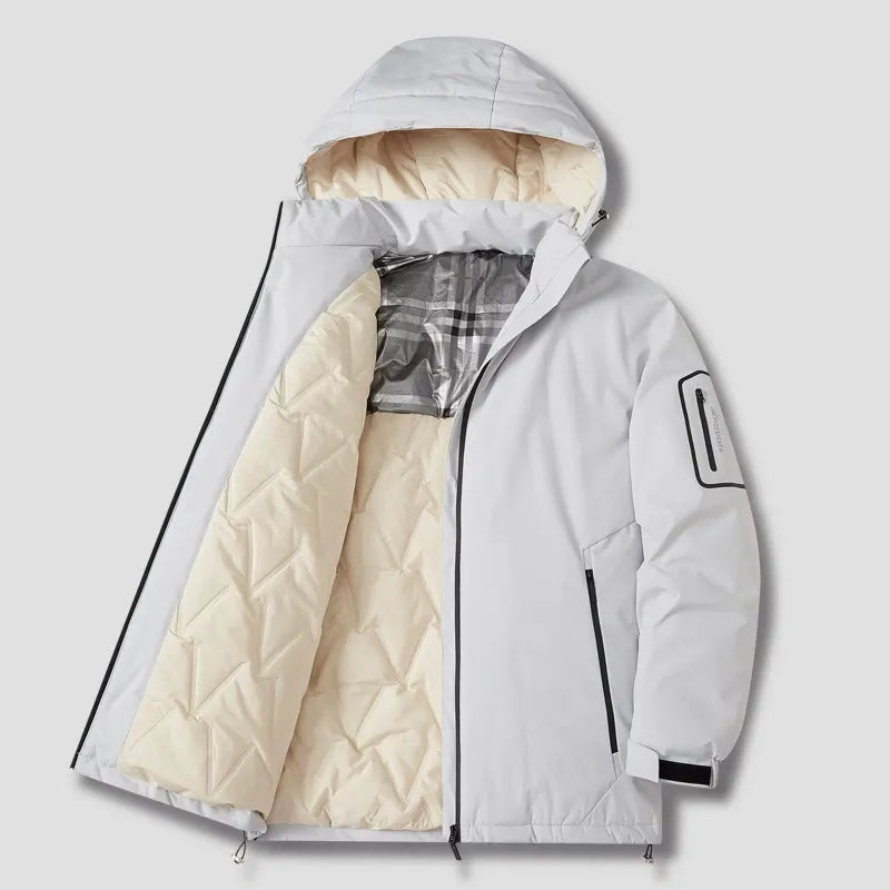 Men's Jacket with Hood – Padded – Loose Fit – Zipper – Outdoor Use
