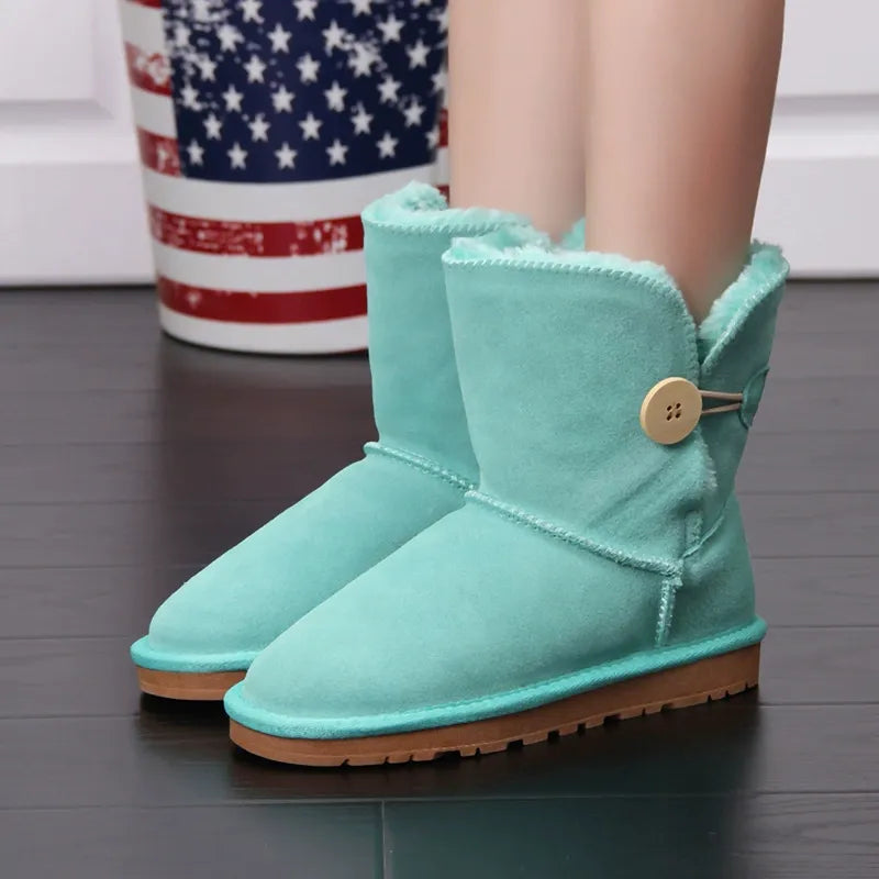 Women's Snow Boots – Suede Look – Lined Interior – Mid-Height Shaft – Anti-Slip Sole