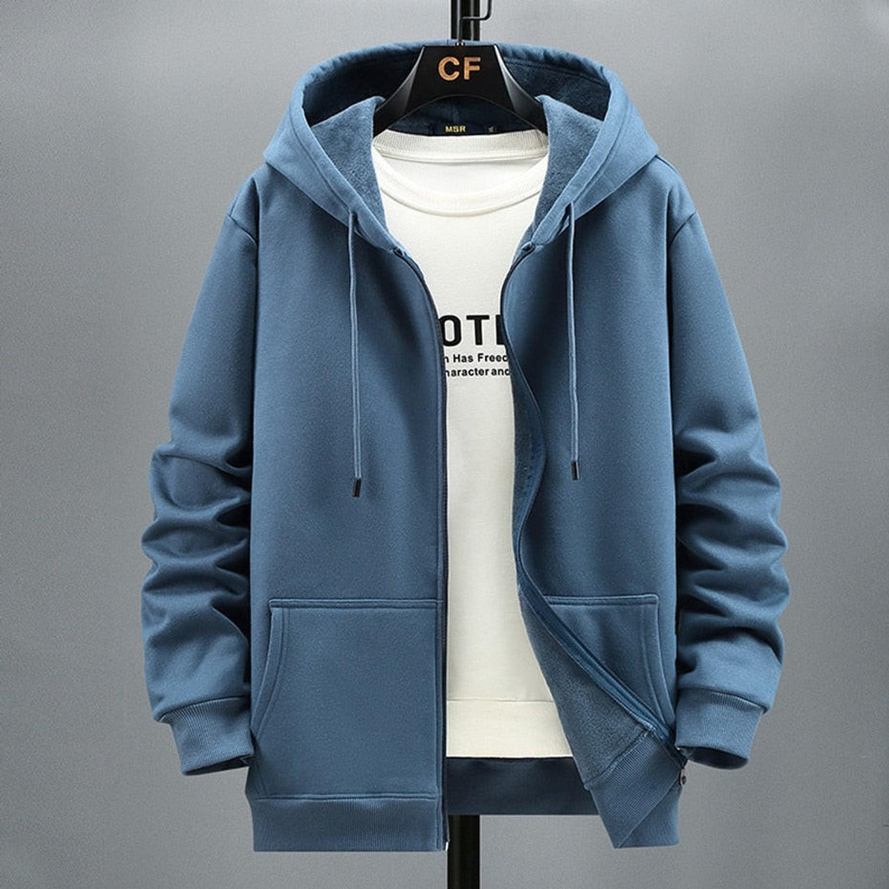 Men's Hoodie Cardigan – Fleece – Relaxed Fit – Zipper – Layered Use