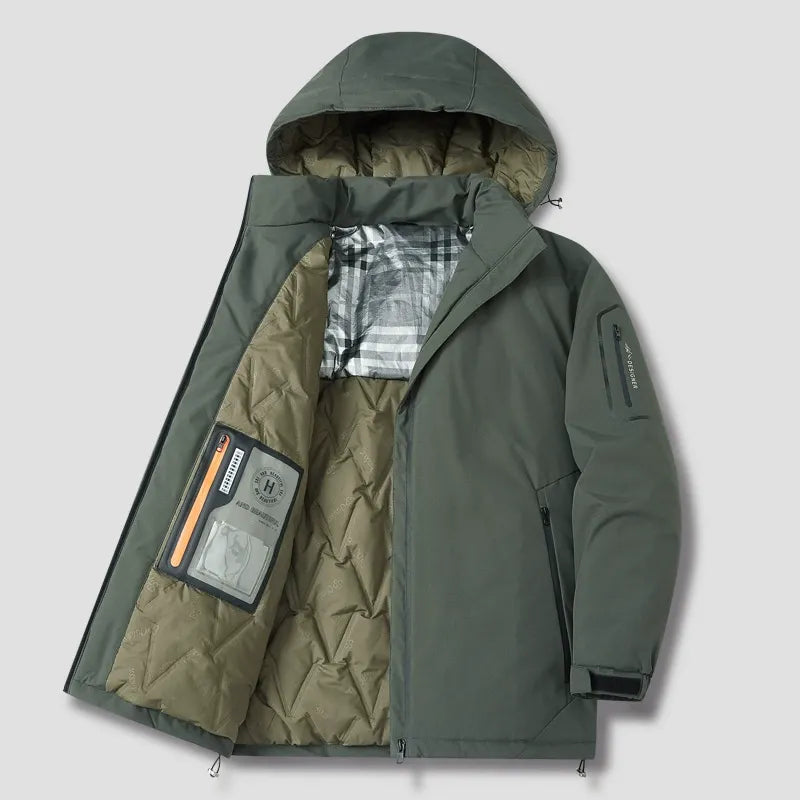 Men's Jacket with Hood – Padded – Loose Fit – Zipper – Outdoor Use