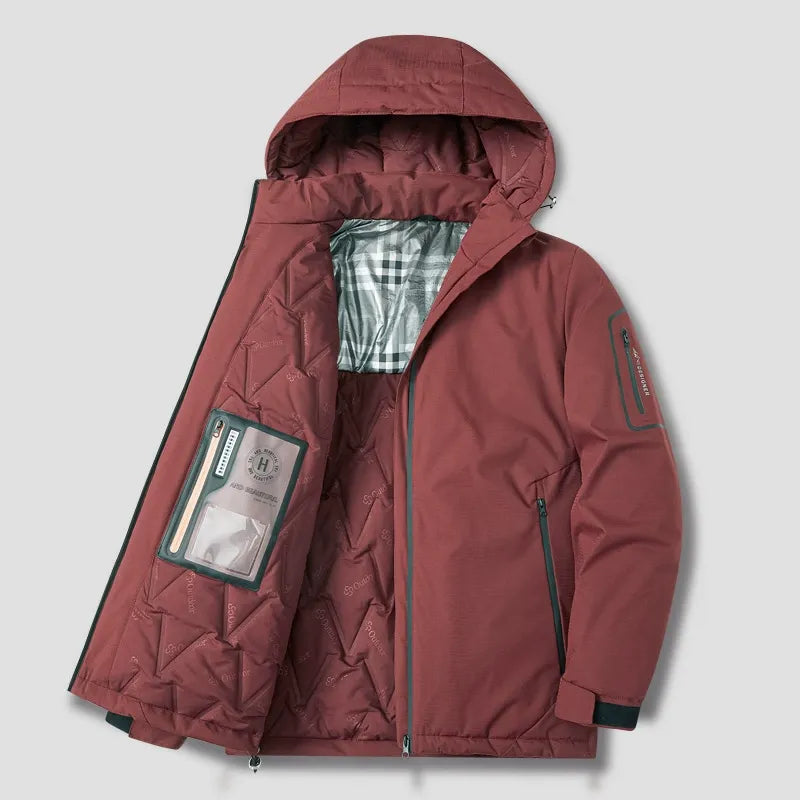 Men's Jacket with Hood – Padded – Loose Fit – Zipper – Outdoor Use