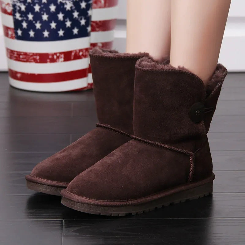 Women's Snow Boots – Suede Look – Lined Interior – Mid-Height Shaft – Anti-Slip Sole