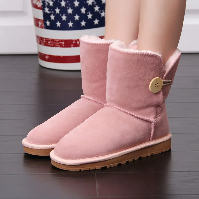 Women's Snow Boots – Suede Look – Lined Interior – Mid-Height Shaft – Anti-Slip Sole