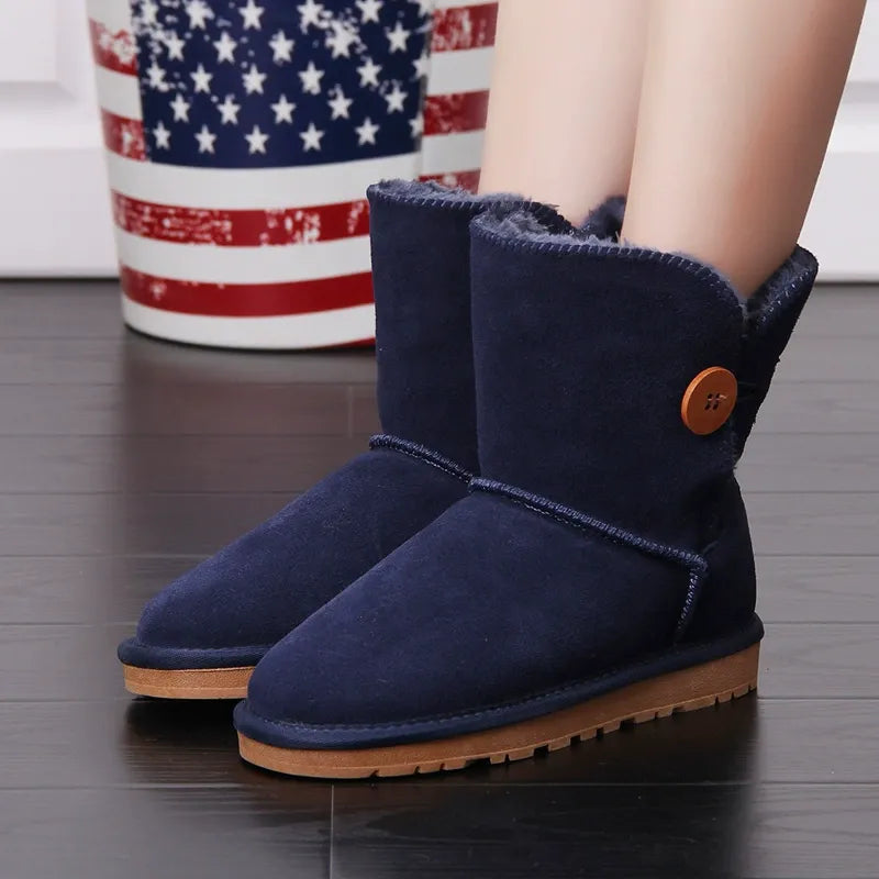 Women's Snow Boots – Suede Look – Lined Interior – Mid-Height Shaft – Anti-Slip Sole