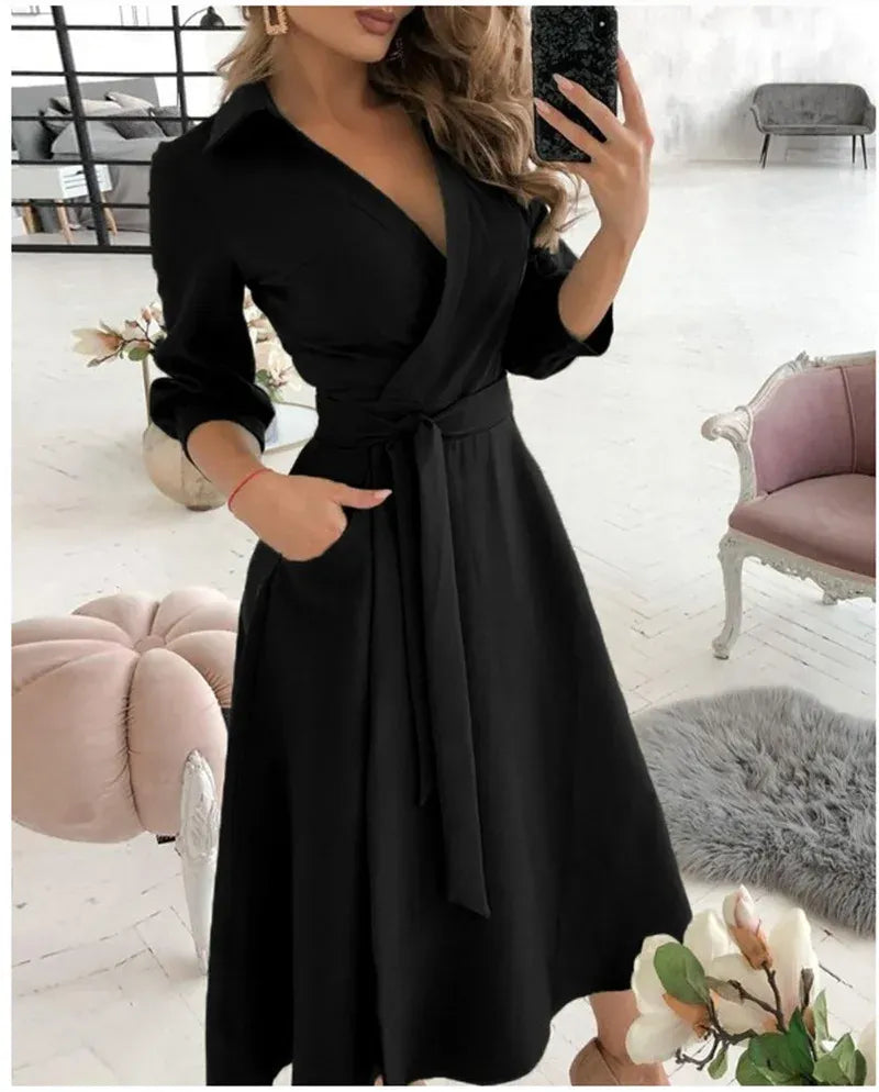 Dress for Women – Wrap Design – Adjustable Fit – Luxurious Fabric – 3/4 Sleeves