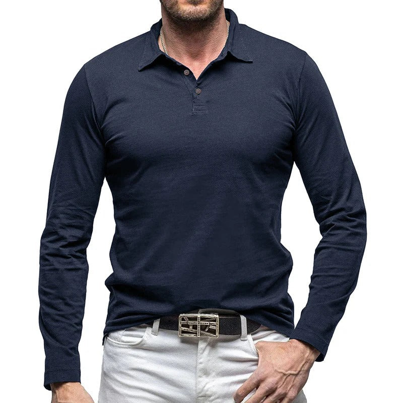 Men's Piqué Shirt – Slim Fit – Long Sleeve – Button Closure – Cotton – Smart Casual