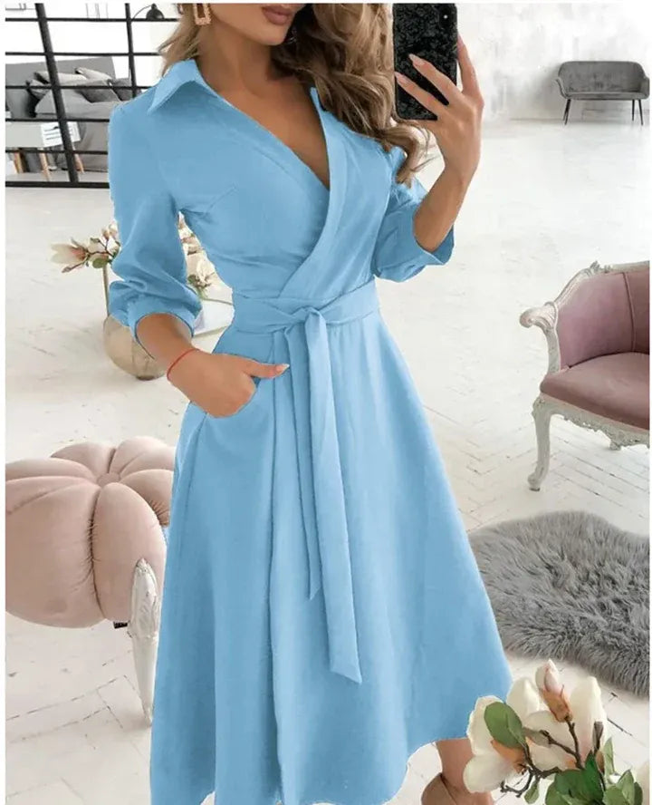 Dress for Women – Wrap Design – Adjustable Fit – Luxurious Fabric – 3/4 Sleeves