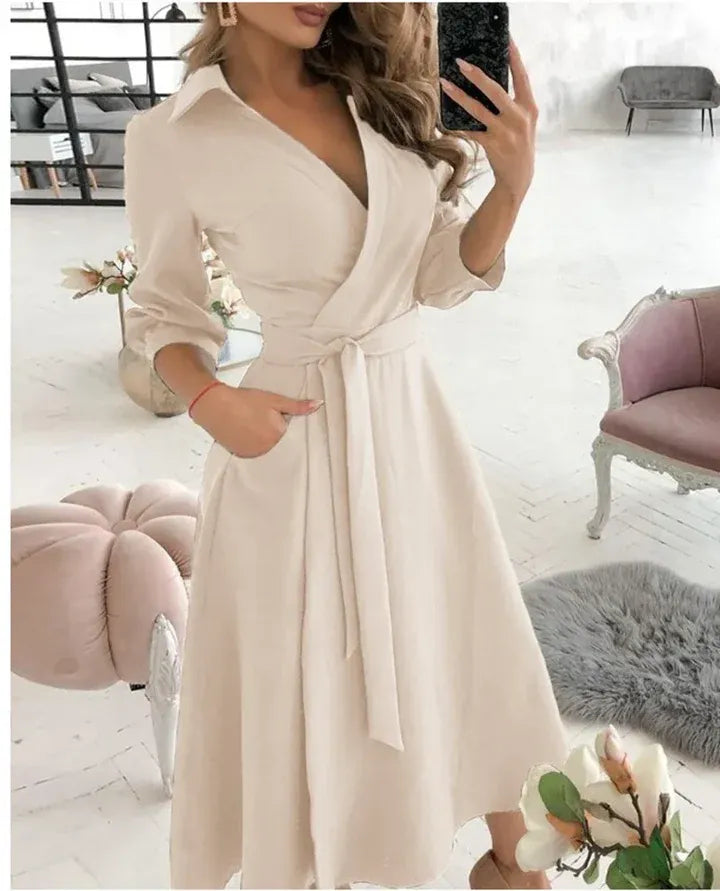 Dress for Women – Wrap Design – Adjustable Fit – Luxurious Fabric – 3/4 Sleeves