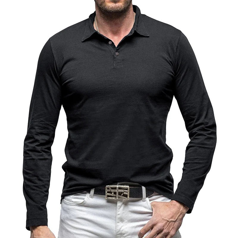 Men's Piqué Shirt – Slim Fit – Long Sleeve – Button Closure – Cotton – Smart Casual